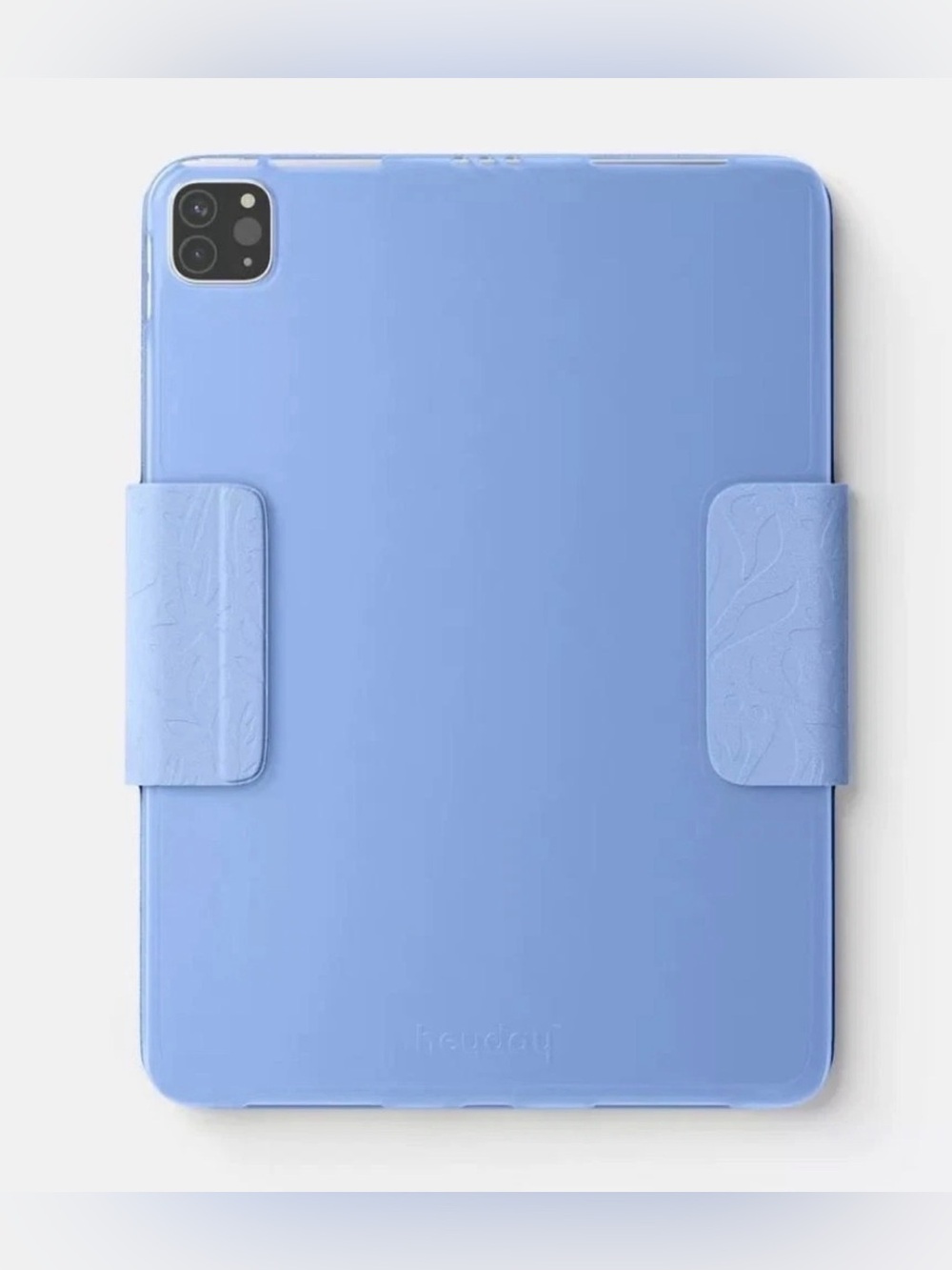 heyday Light Blue Tablet Folio Case with Floral Magnetic Straps